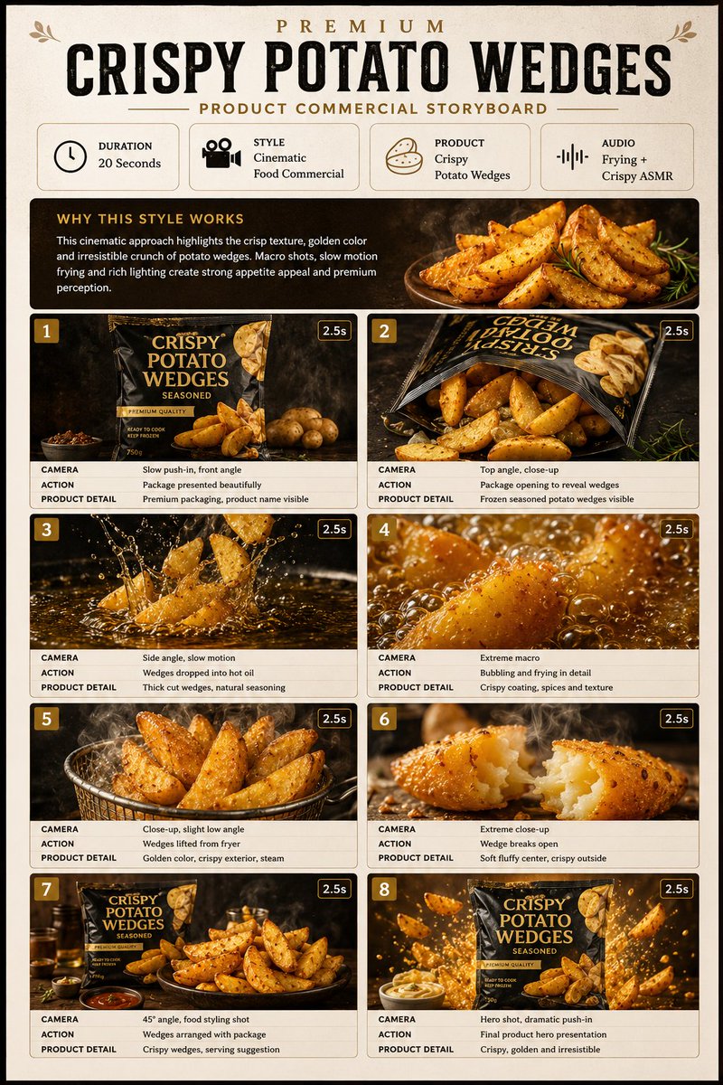 Premium Food Commercial Storyboard