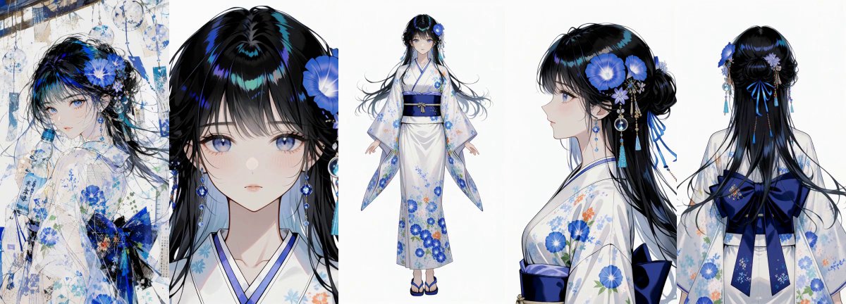 Blue Floral Kimono Character Sheet