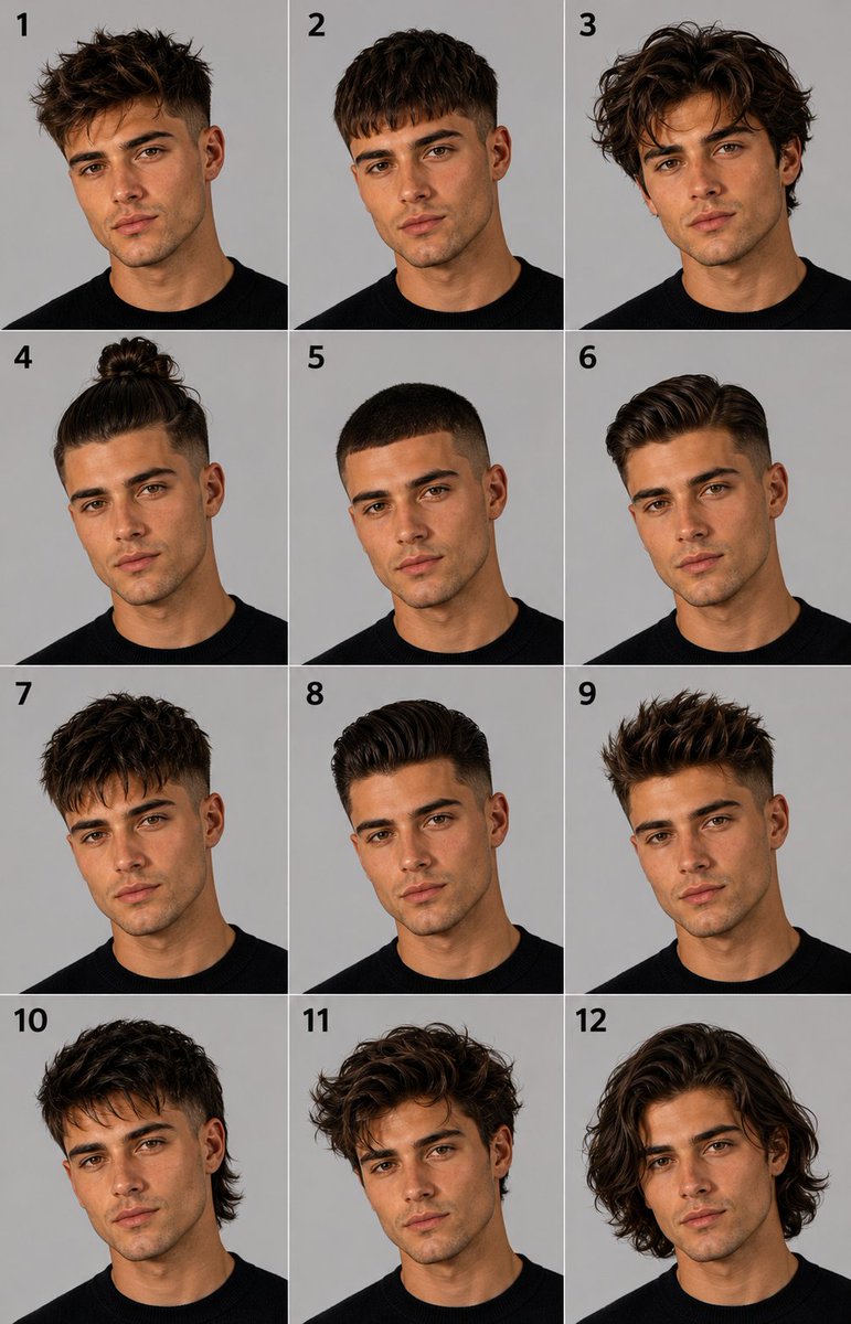 Infographic / Edu Visual - 12-Panel Hairstyle Lookbook Grid - Image 2