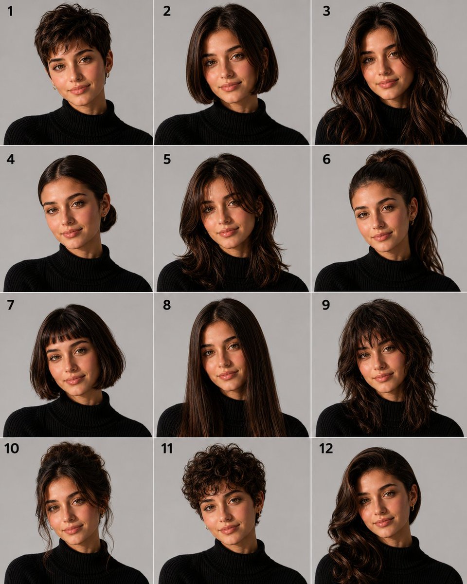 12-Panel Hairstyle Lookbook Grid