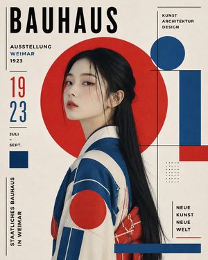 Bauhaus Typography Poster Design — {argument name="デザイン様式" default="バウハウス・タイポグラフィ"}を基調としたポスターデザイン。