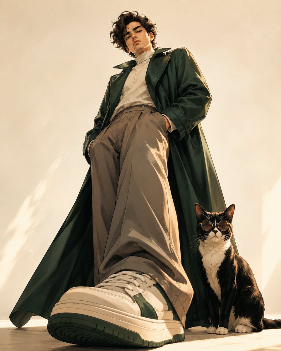 Anime Fashion Editorial with Cat