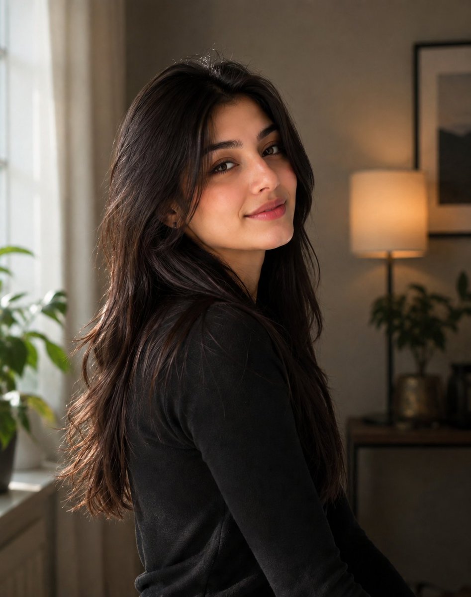 Warm Interior South Asian Woman Portrait