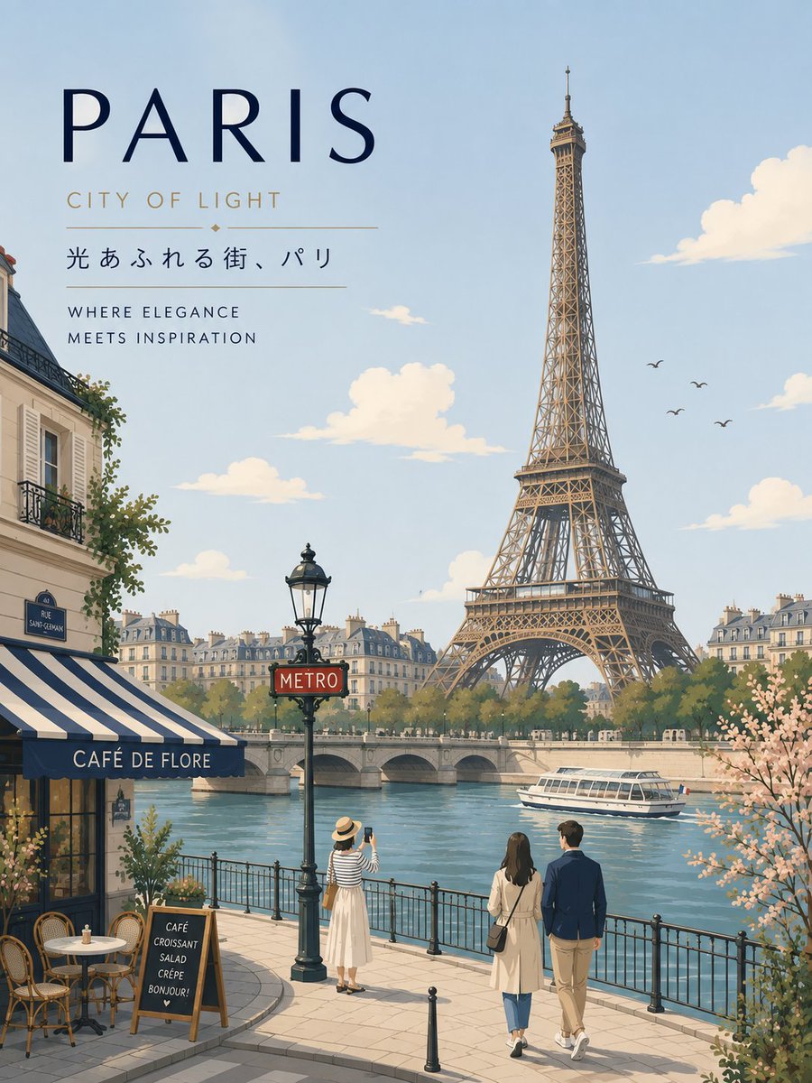Paris Travel Poster Flat Vector