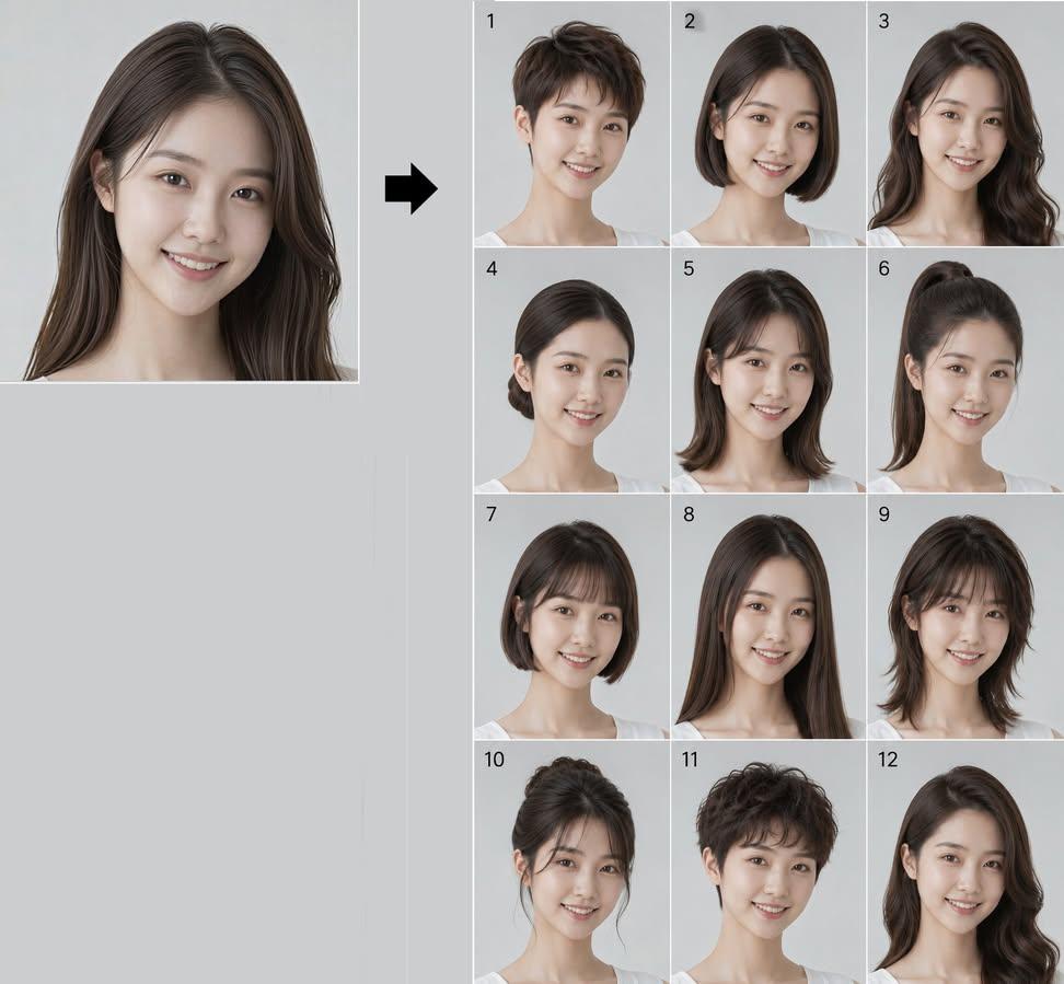 Consistent Face Hairstyle Lookbook Grid