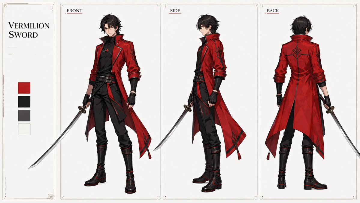 Game Asset - Vermilion Sword Character Concept Art - Image 2