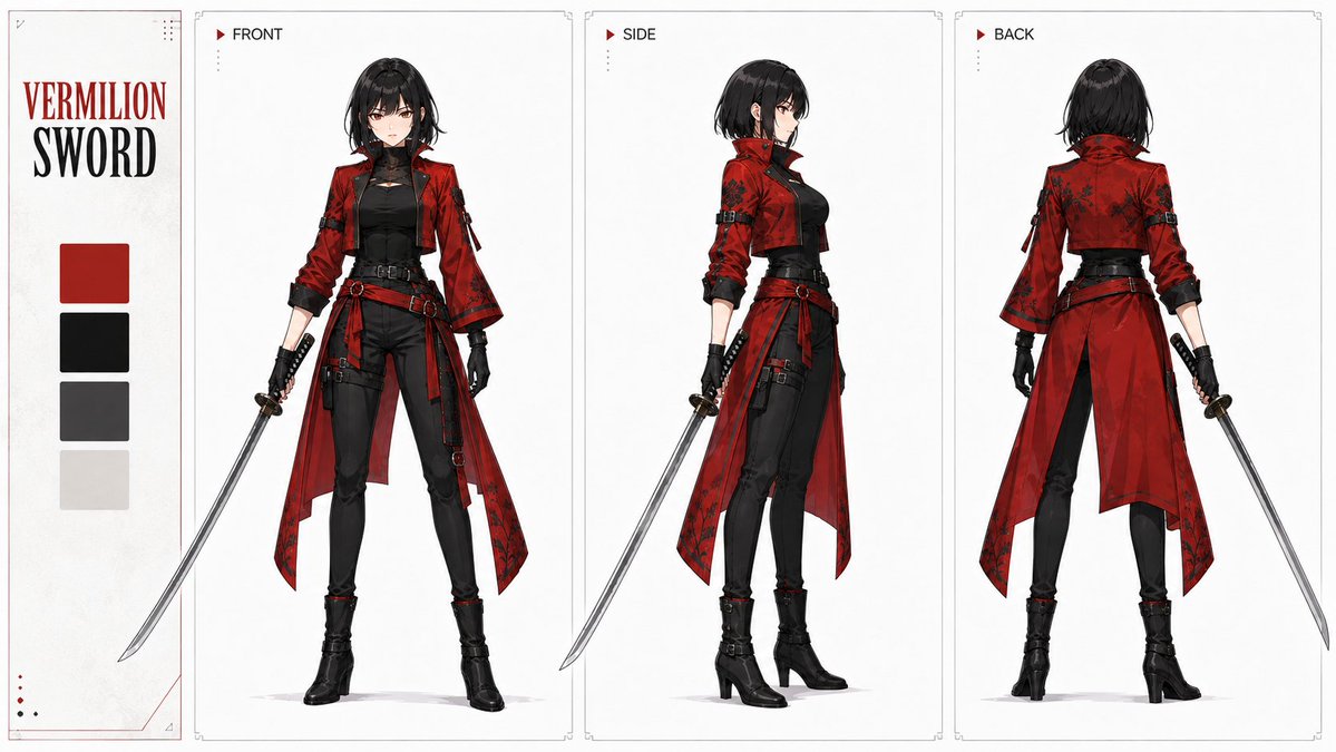 Game Asset - Vermilion Sword Character Concept Art - Image 1