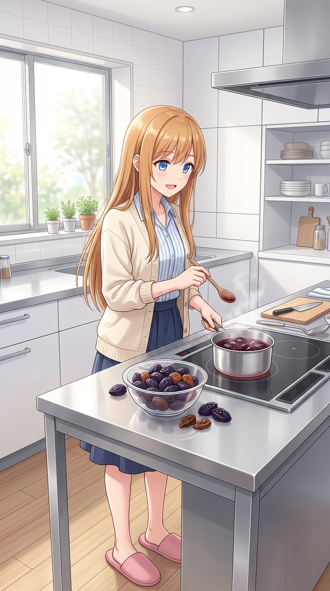 Anime Girl Cooking Prunes