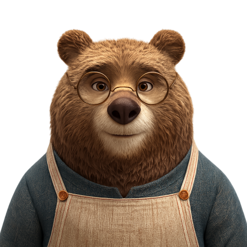 Transparent Bear Character Cutout