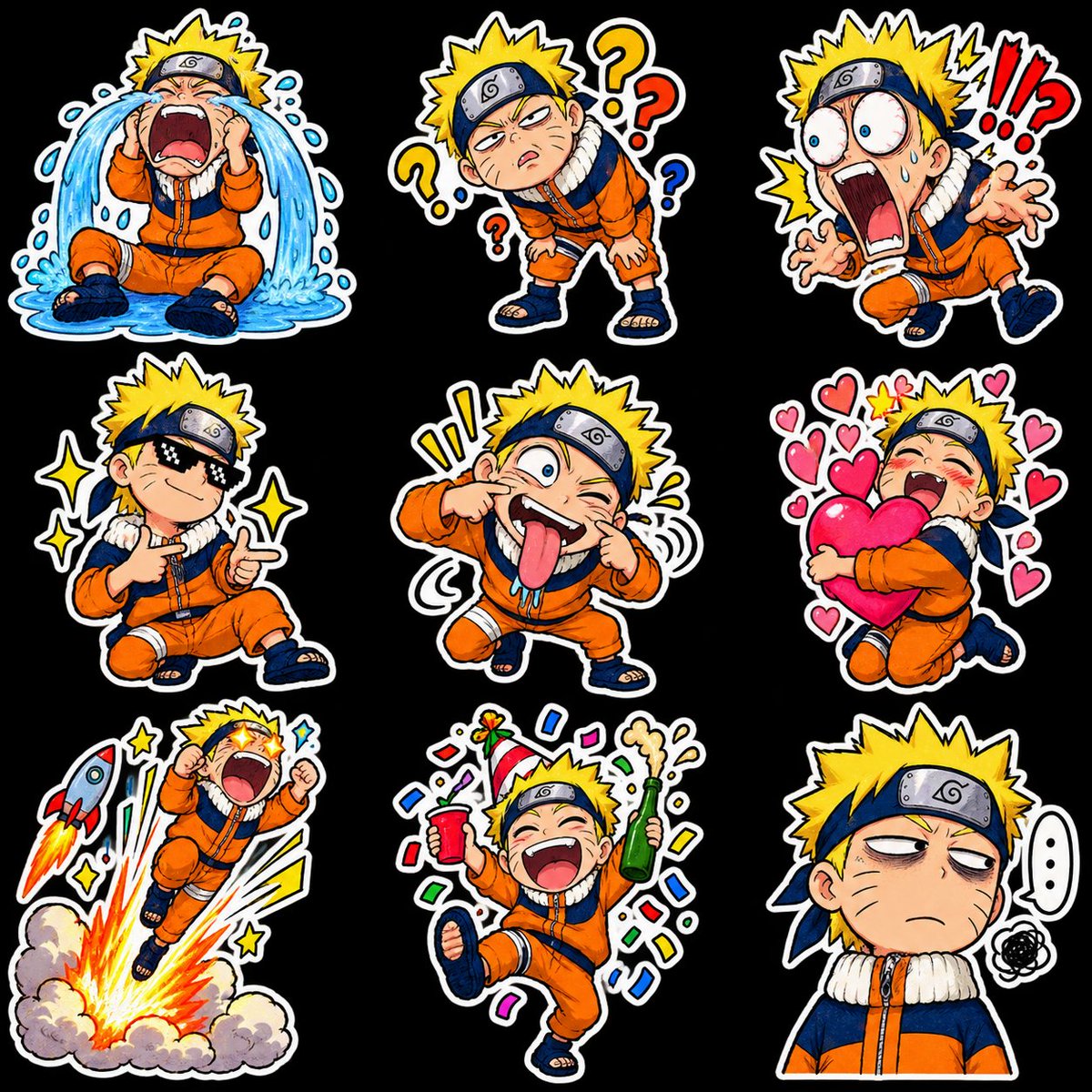 Chibi Anime Ninja Sticker Sheet