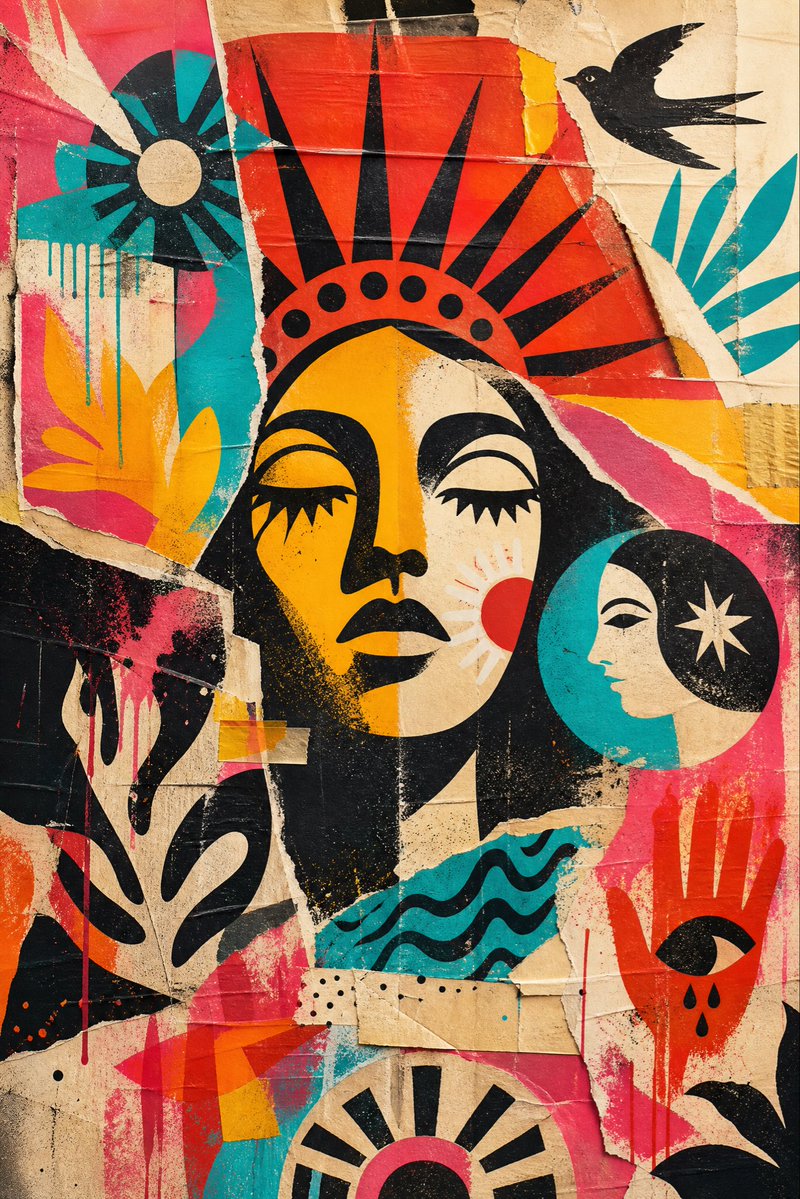 Weathered Folk Poster Collage
