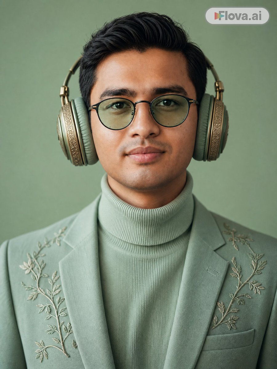 Mint Green Audiophile Portrait