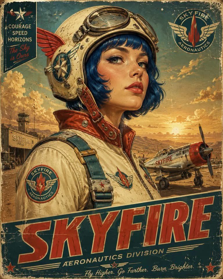Retro-Futurist Aviation Poster