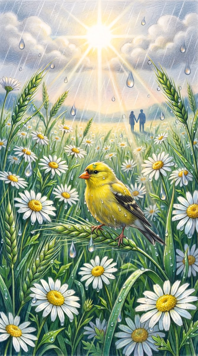 Vibrant Colored Pencil Bird Illustration