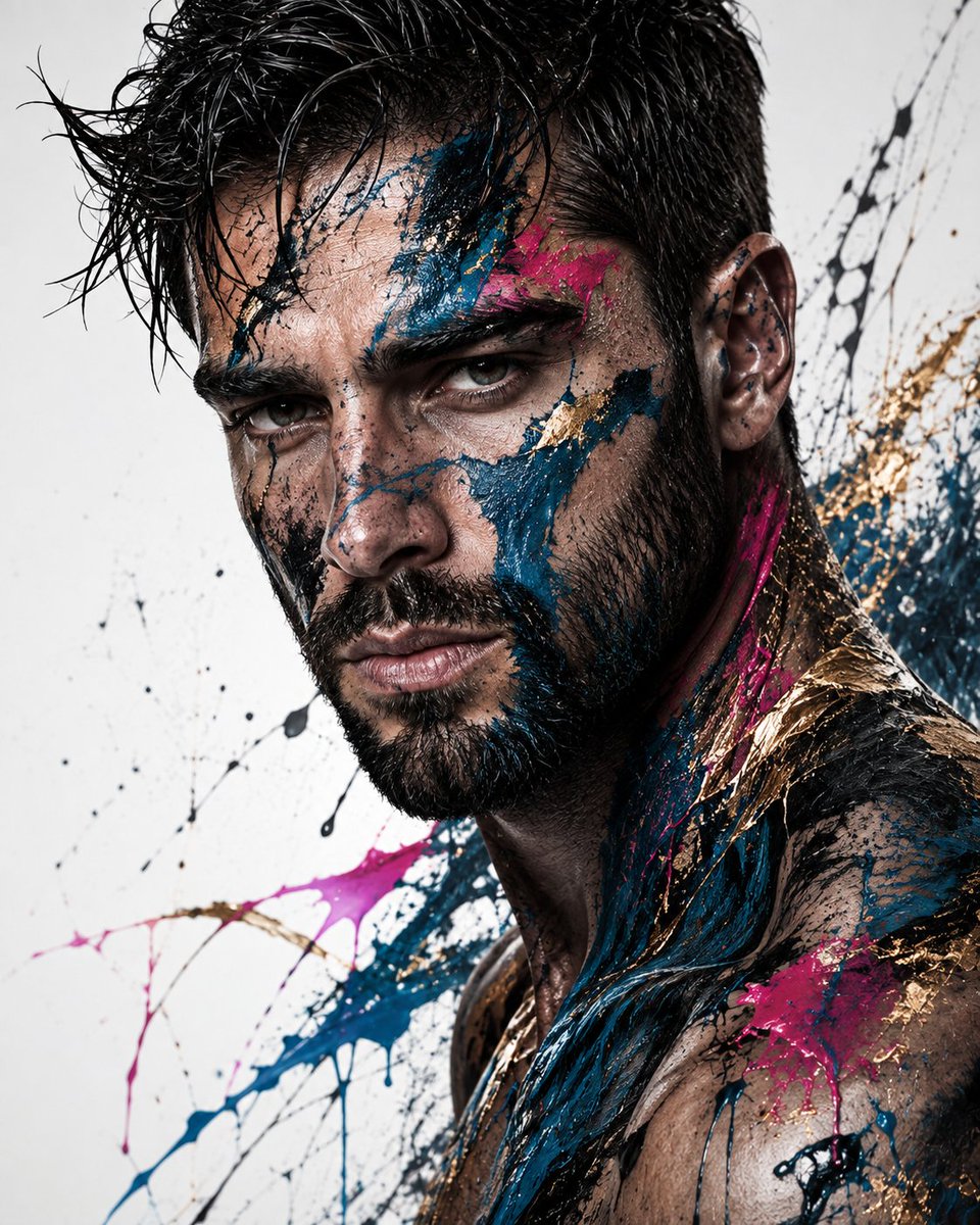 Editorial Male Portrait with Paint Splashes