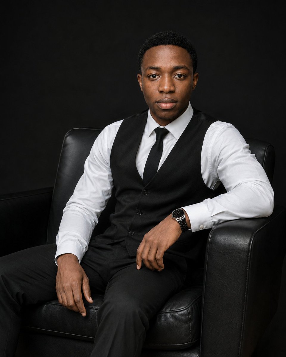 Cinematic Black Leather Executive Portrait