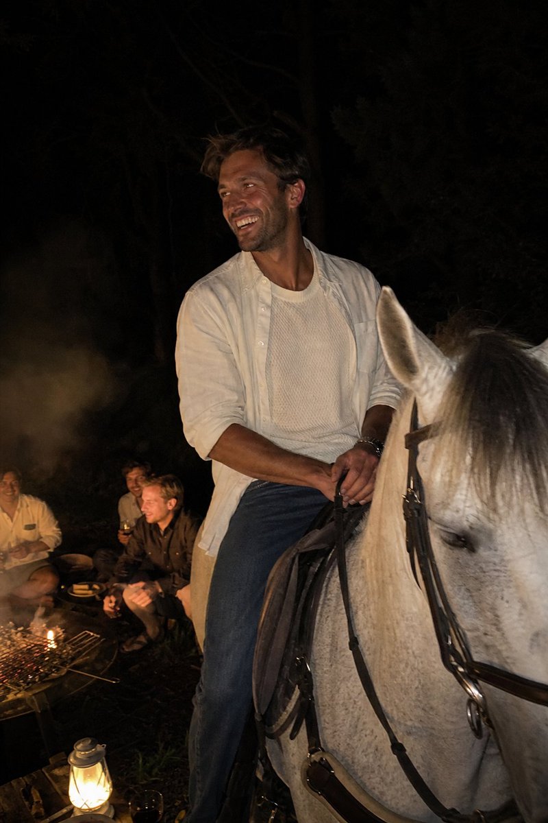 Candid Night Horseback Campfire Photo