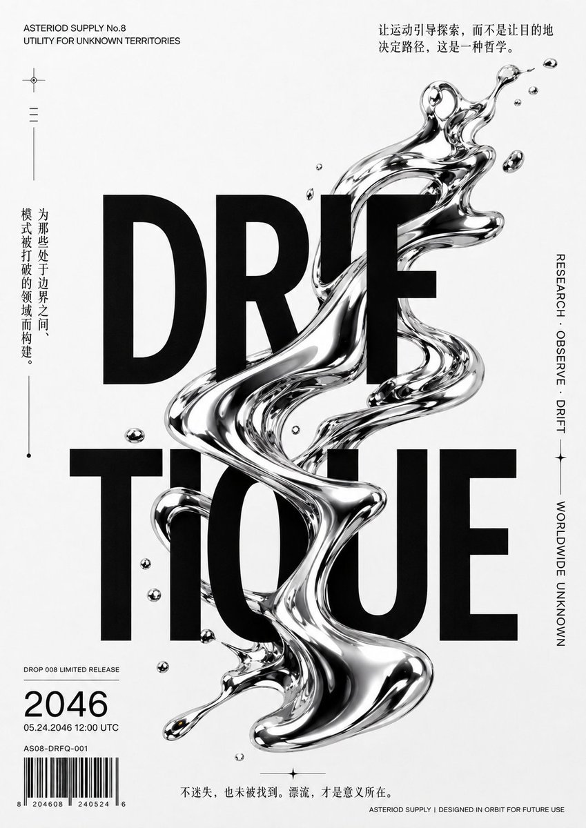 Chrome Driftique Typography Poster
