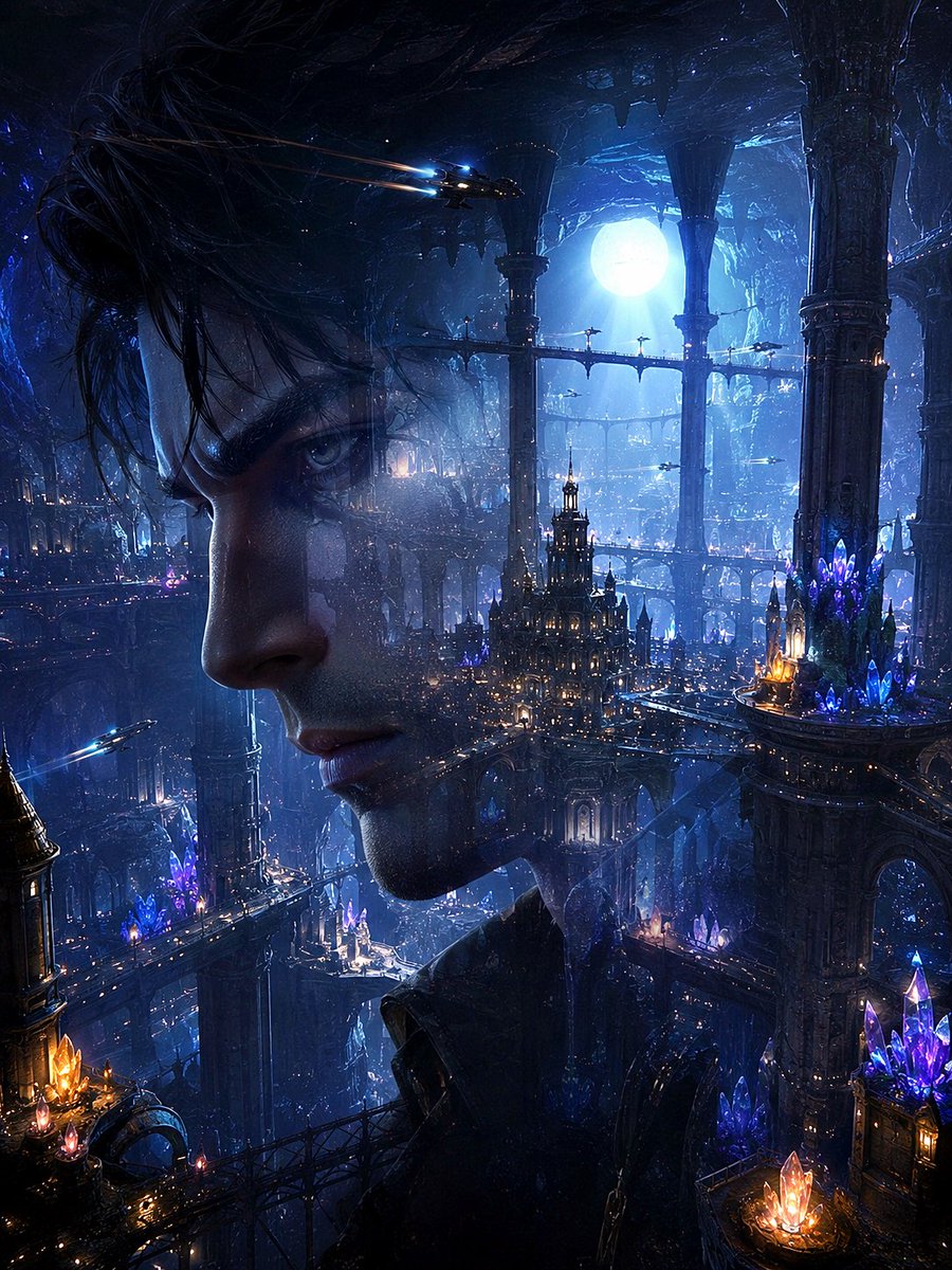 Double Exposure Underwater City Portrait