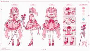Pink Magical Girl Character Sheet — Goal: Create a polished 16:9 anime magical girl character design sheet for {argument name="character name" default="an origi