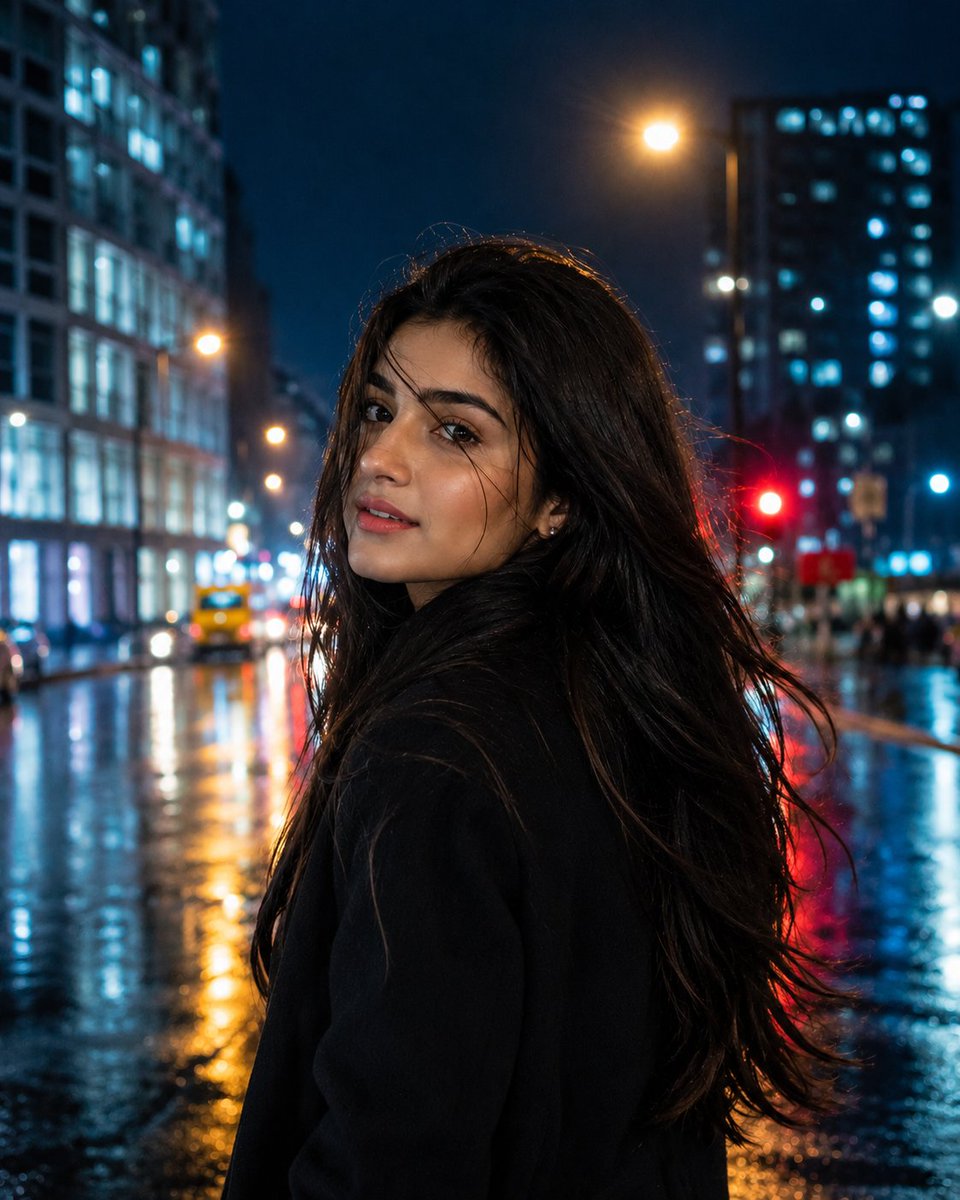 Rainy Night City Portrait