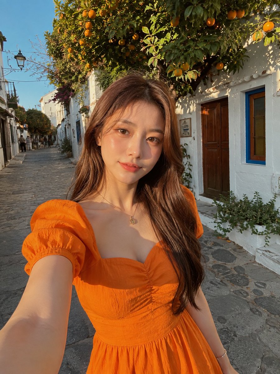 Mediterranean Village Travel Selfie