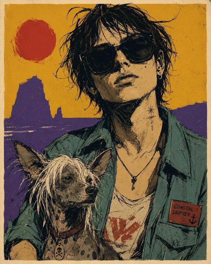 Raw Sketchy Graphic Portrait Poster