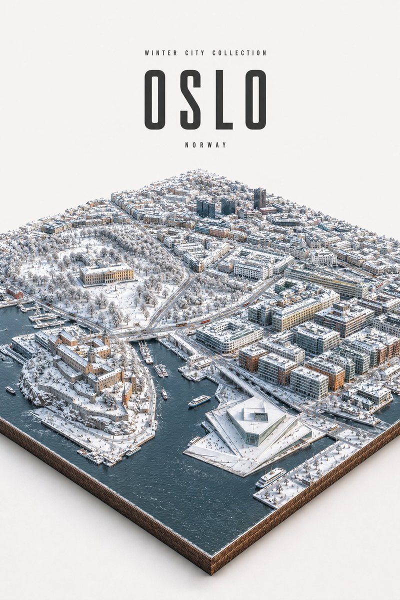 Winter City Isometric Diorama