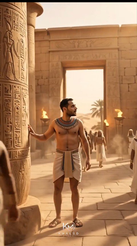 Modern Man in Ancient Egyptian Temple