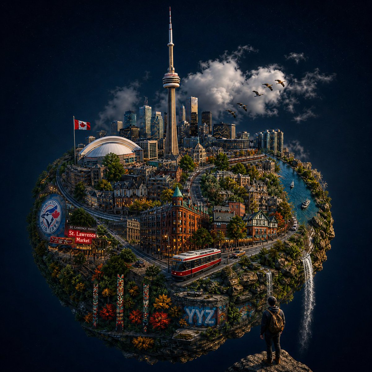 Toronto Tiny Planet Travel Poster