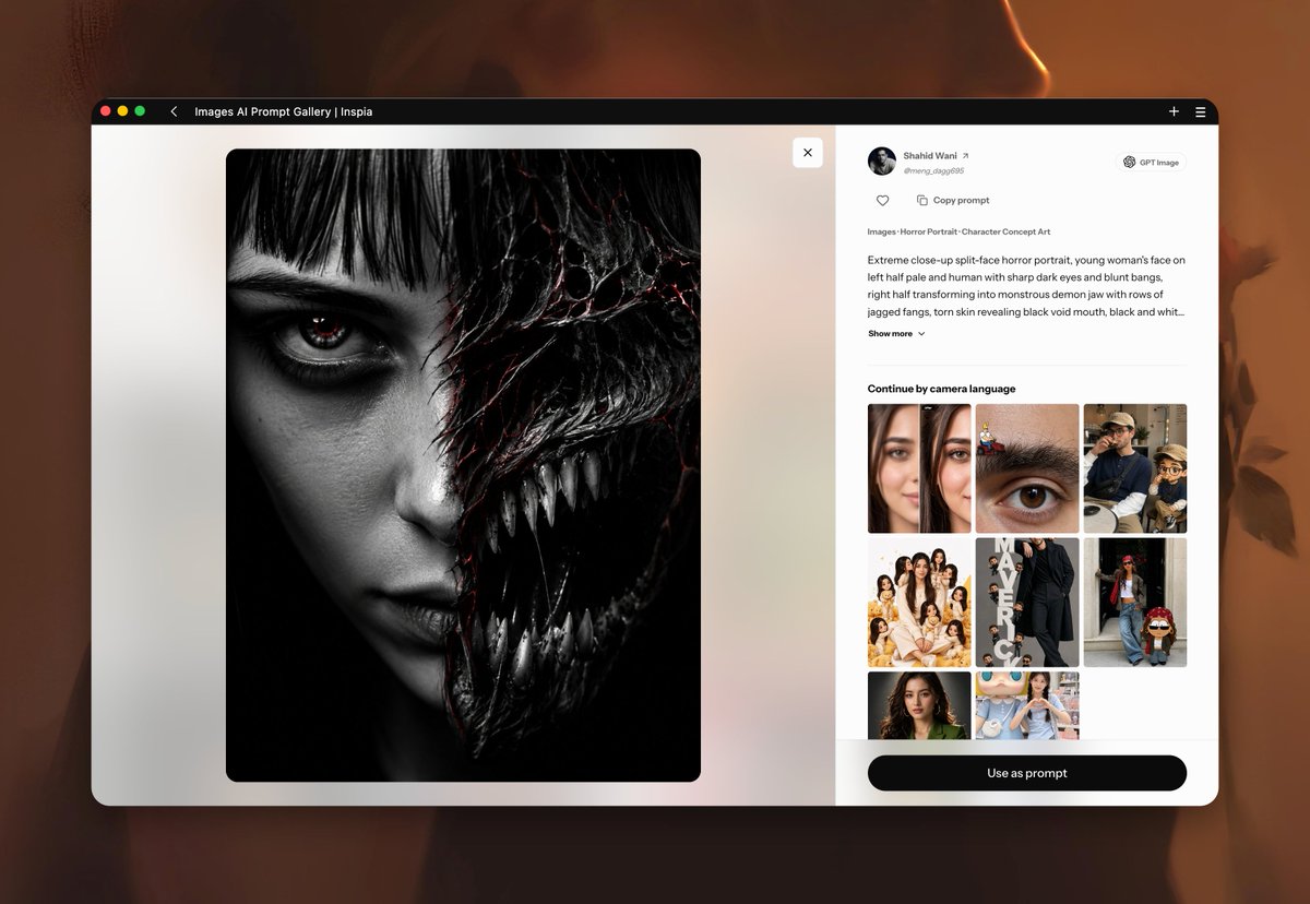 AI Prompt Gallery Browser Mockup