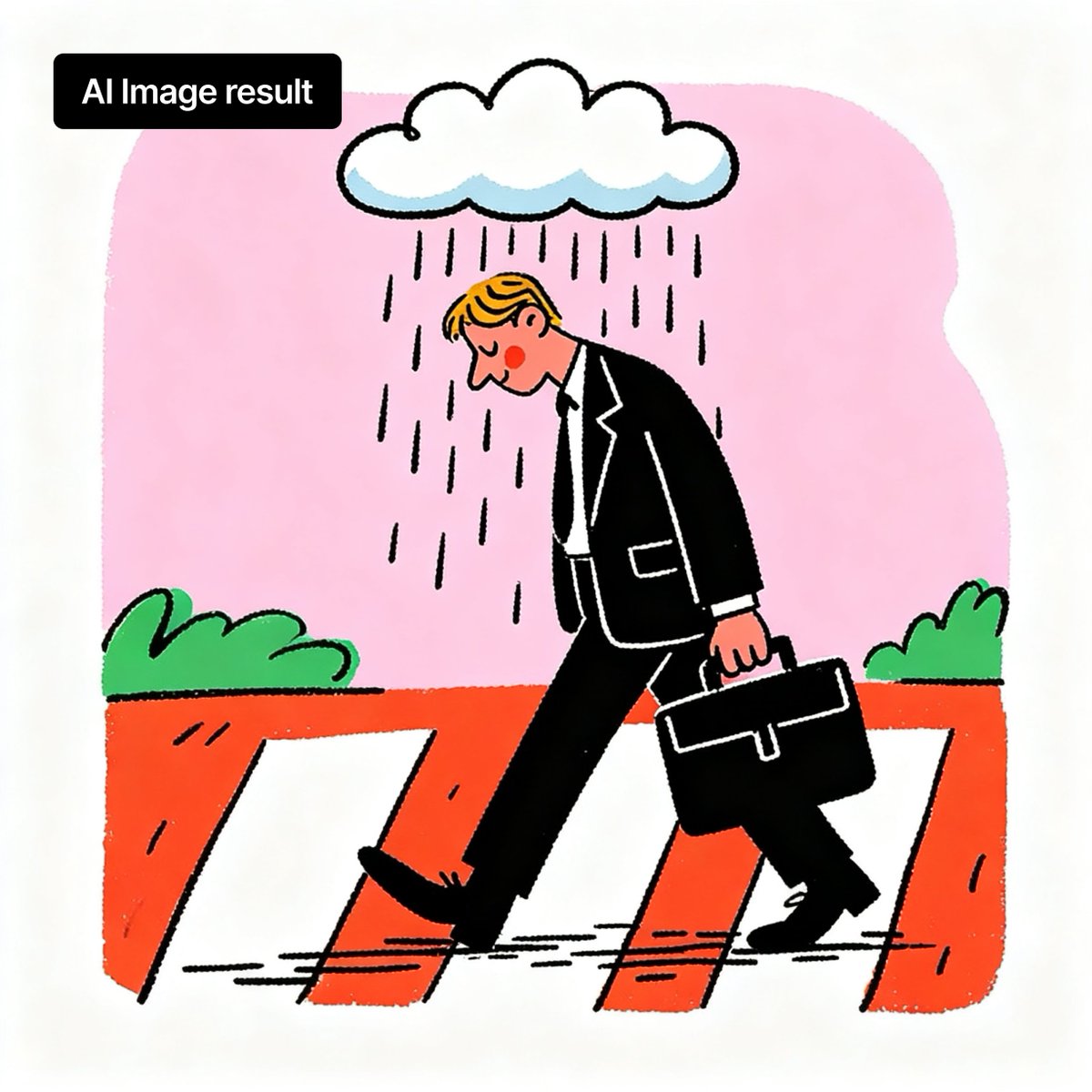 Brand-Style Rainy Businessman Illustration