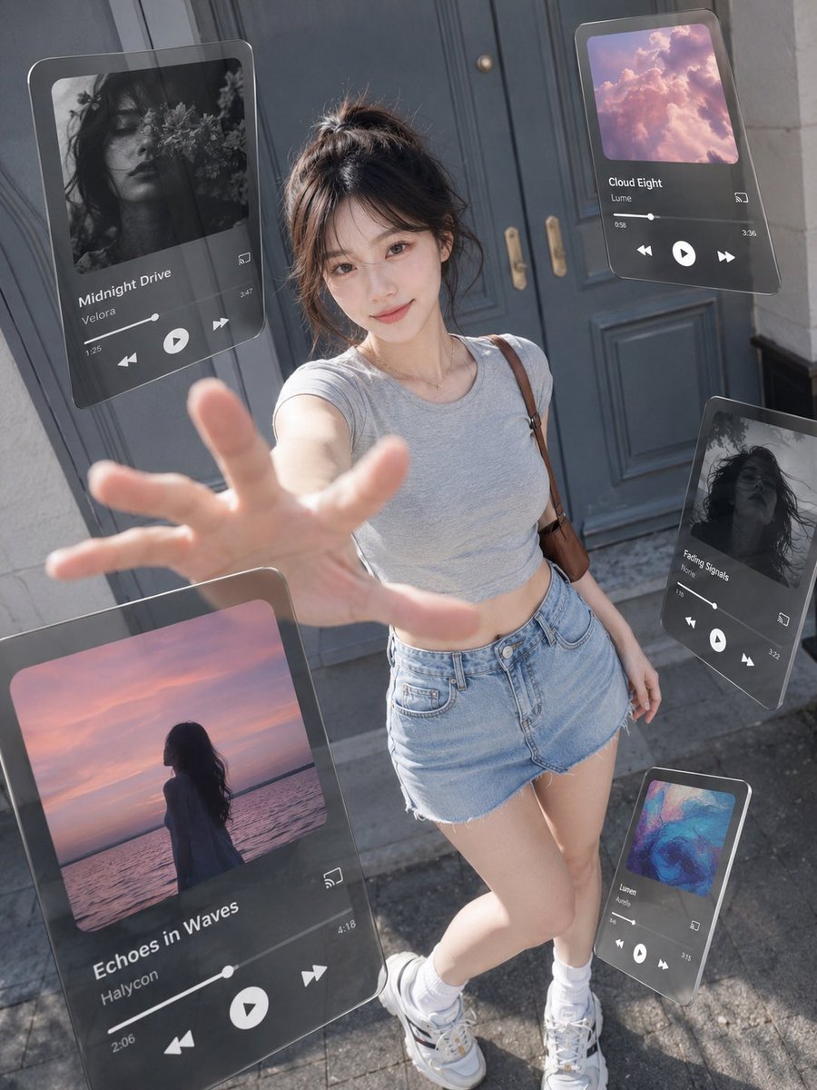 Floating Music UI Street Portrait