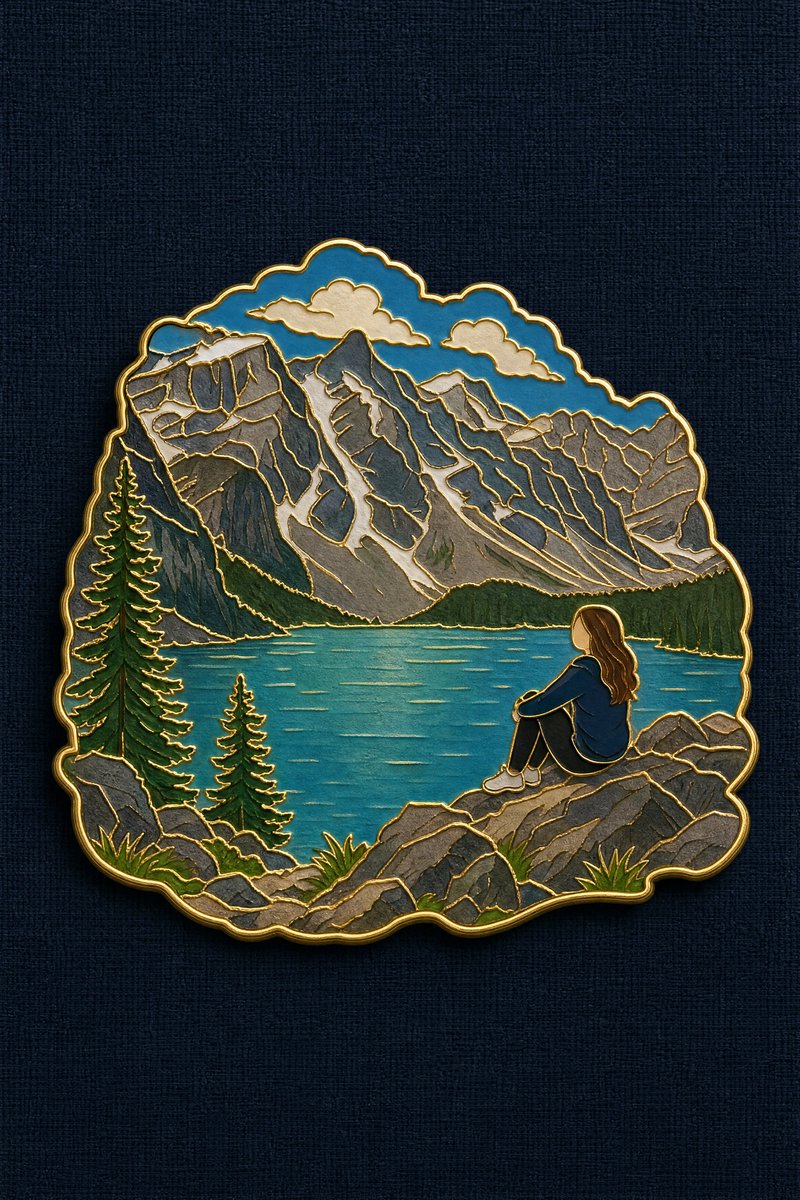 Landscape to Enamel Pin Badge Transformation reference image 1