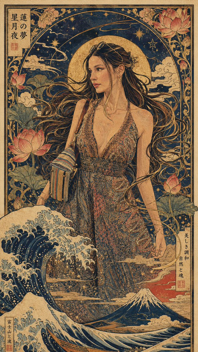 Art Nouveau & Ukiyo-e Fusion Portrait
