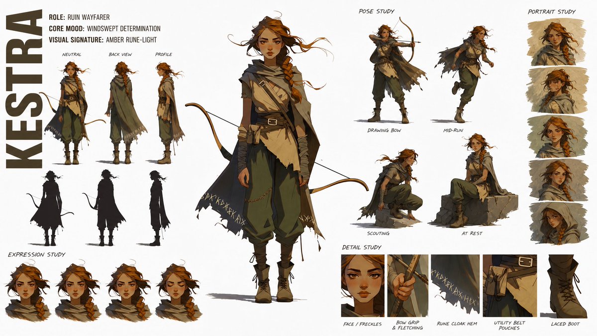 High-Fashion Character Concept Art Sheet