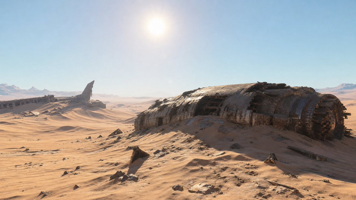 Crashed Spaceship Desert Wasteland
