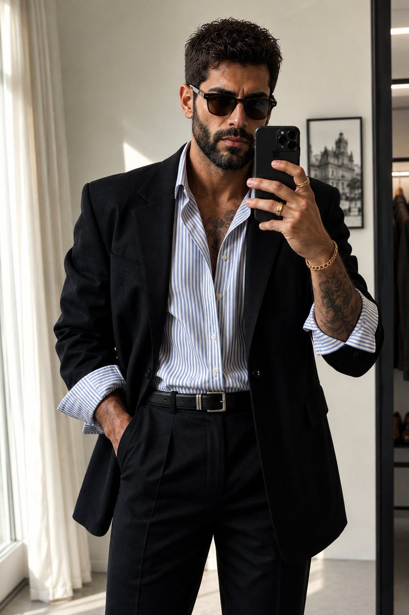 Minimalist Editorial Mirror Selfie