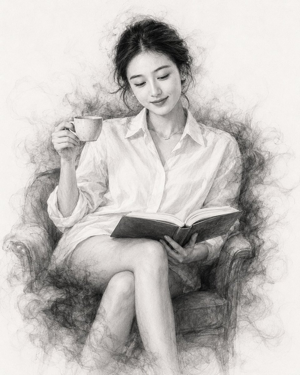 Black and White Charcoal Sketch Portrait