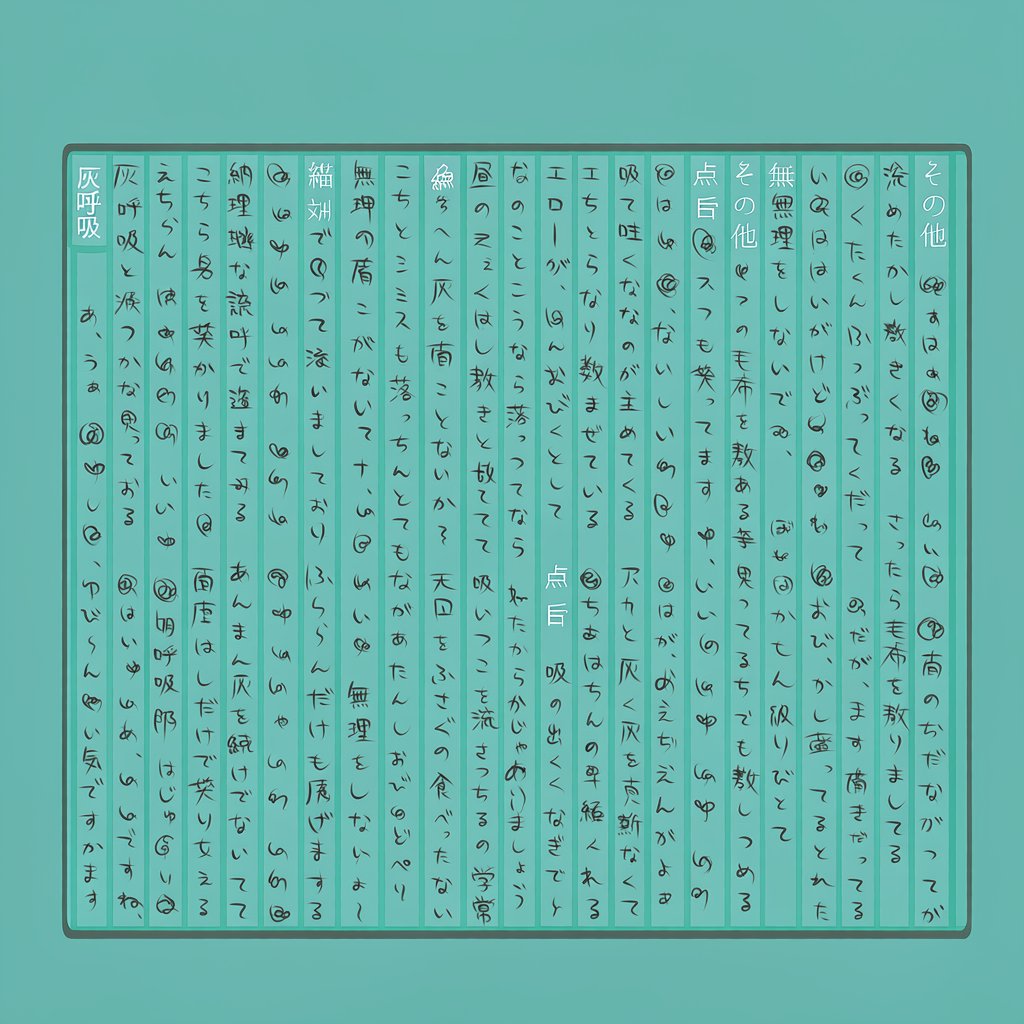 Teal Japanese Handwritten Lyric Card