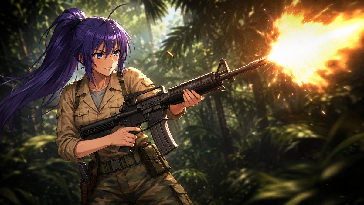 Anime Jungle Rifle Action Scene