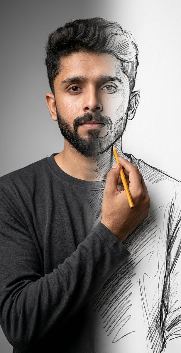 Surreal Mixed-Media Charcoal Portrait