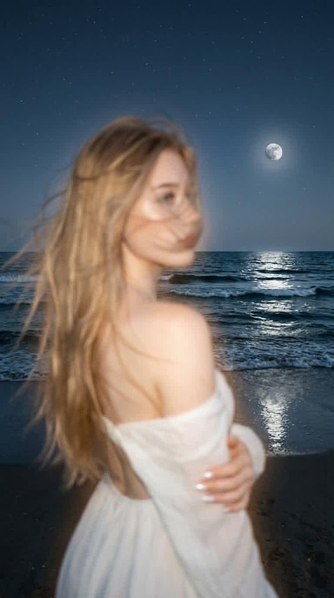Dreamlike Night Beach Portrait