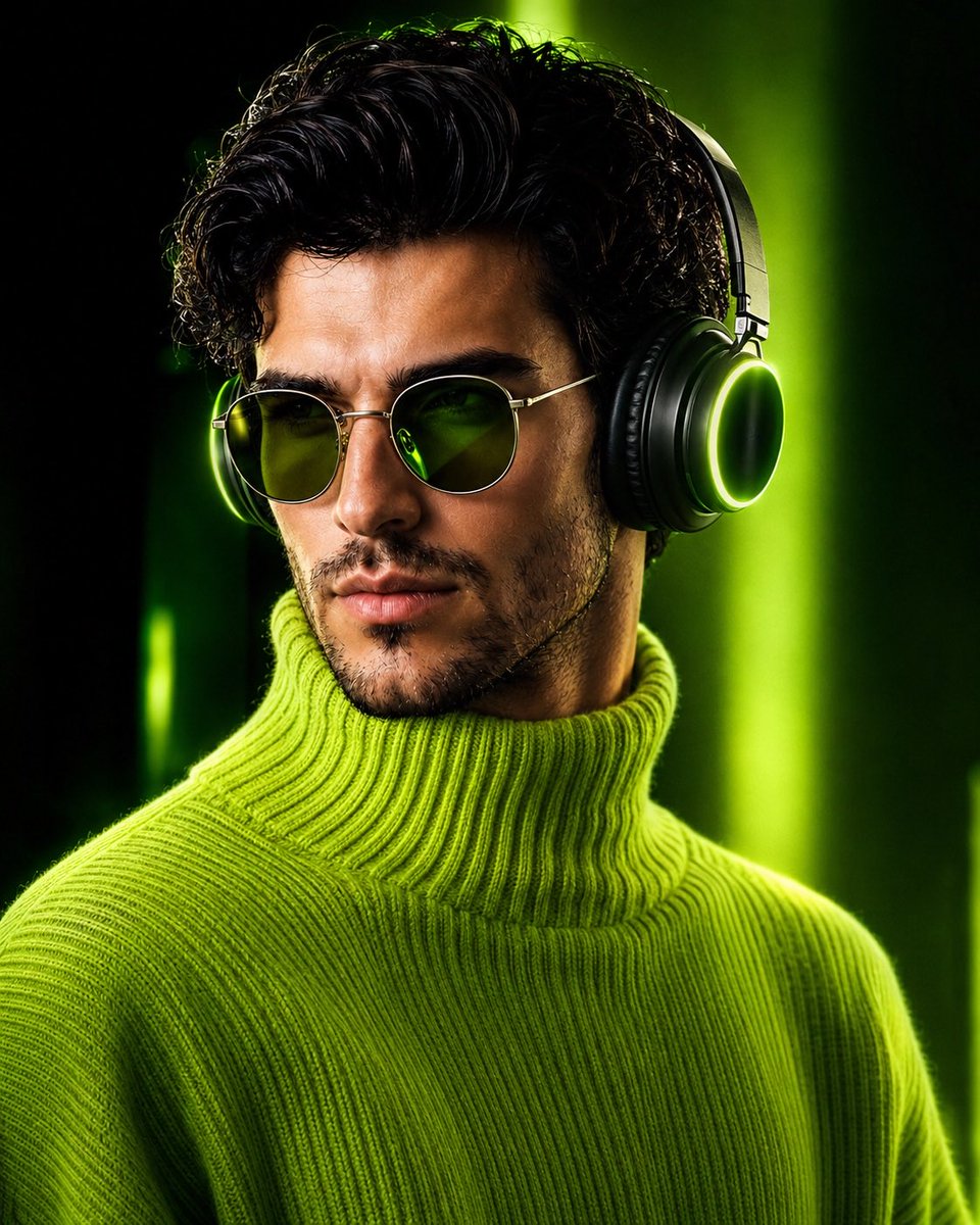 Futuristic Neon-Green Portrait