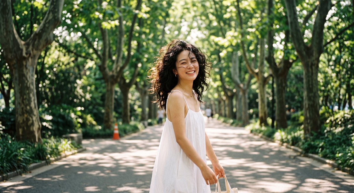 Vintage Film Style Asian Girl Portrait