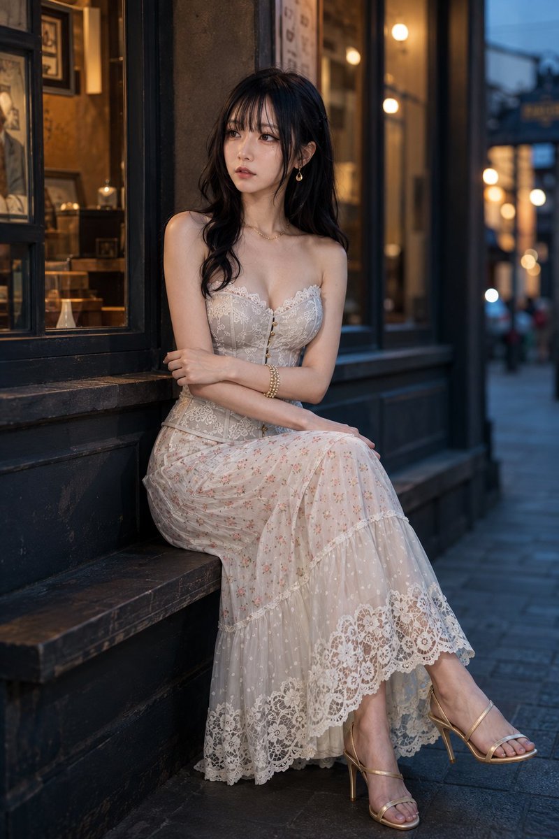 E-commerce Main Image - Pale Silver-Gray Corset and Maxi Skirt - Image 1