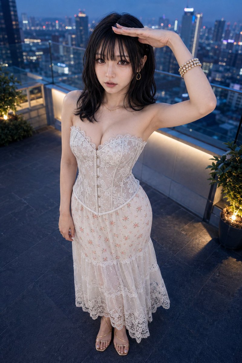 E-commerce Main Image - Pale Silver-Gray Corset and Maxi Skirt - Image 3