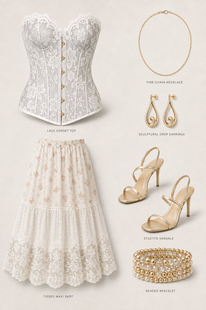 E-commerce Main Image - Pale Silver-Gray Corset and Maxi Skirt - Image 4
