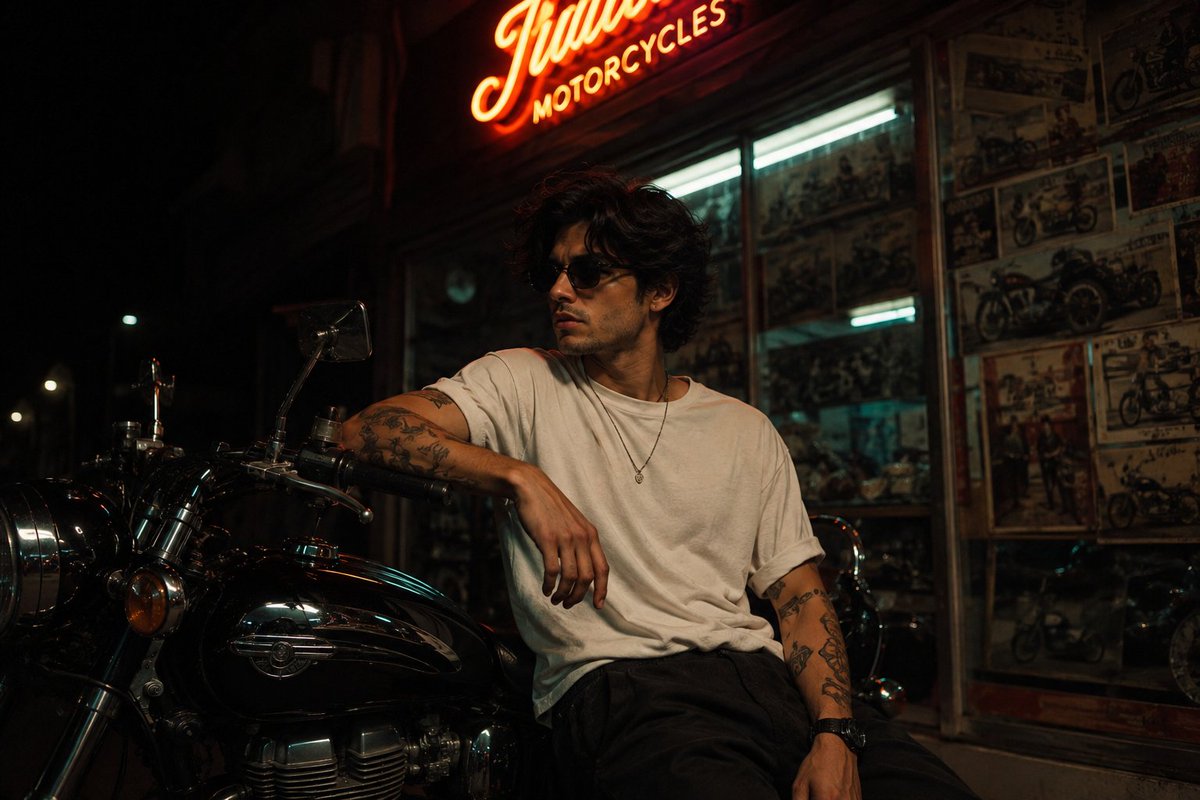 Cinematic Motorcycle Night Photography