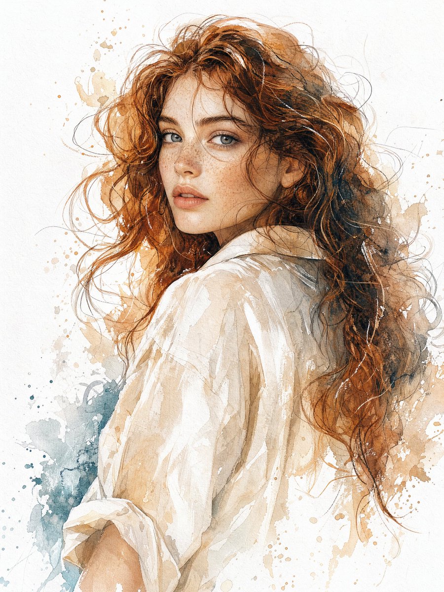 Watercolor and Ink Fine-Art Portrait